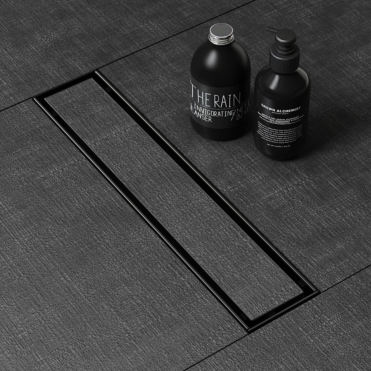 WEBANG 12 Inch Reversible 2-in-1 Linear Shower Drain With Accessories Matte Black