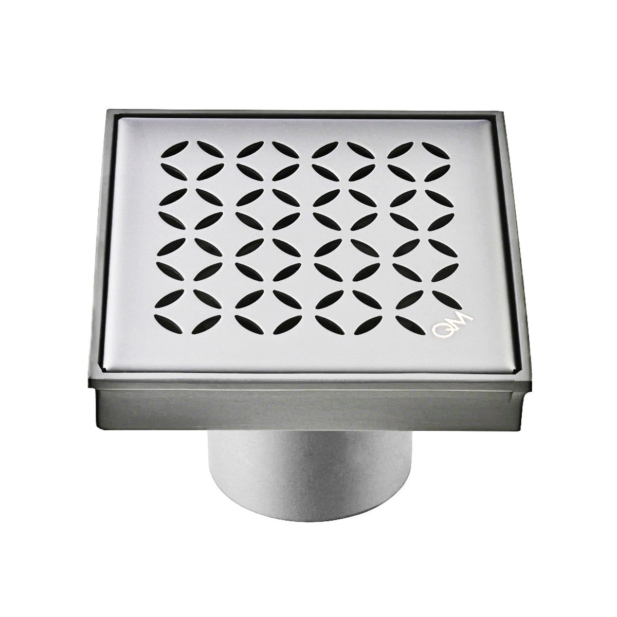 Delmar Lotus Center Square Shower Drain - Floor Mount - 4 Stainless SteelPolished