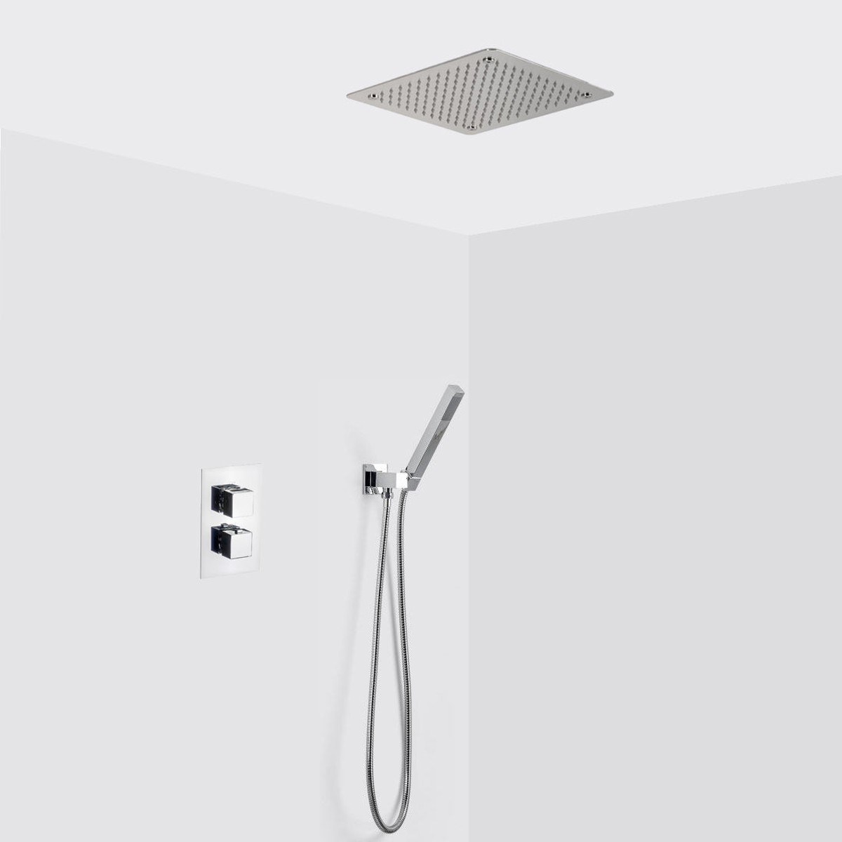 Devon 2-3 Way Shower Set With Hand Shower Set - Flush Mount - 12 BrassPolished Chrome