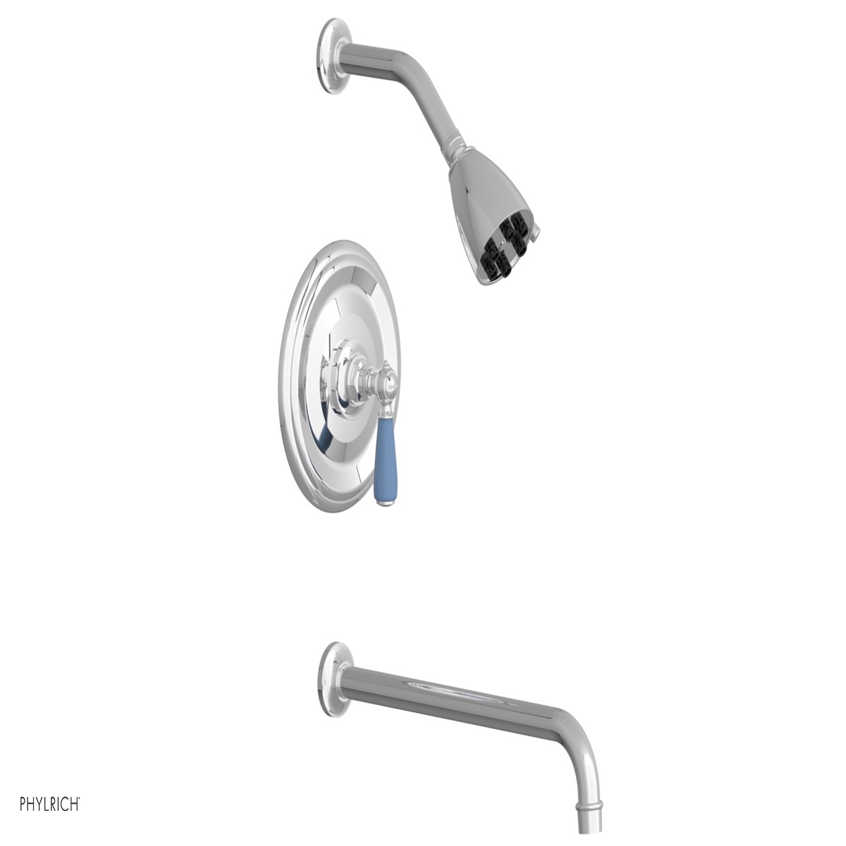 JAMESTOWN - 14 Pressure Balance Tub Shower Set - Lever Handle with Light Blue Accents 165-27-14