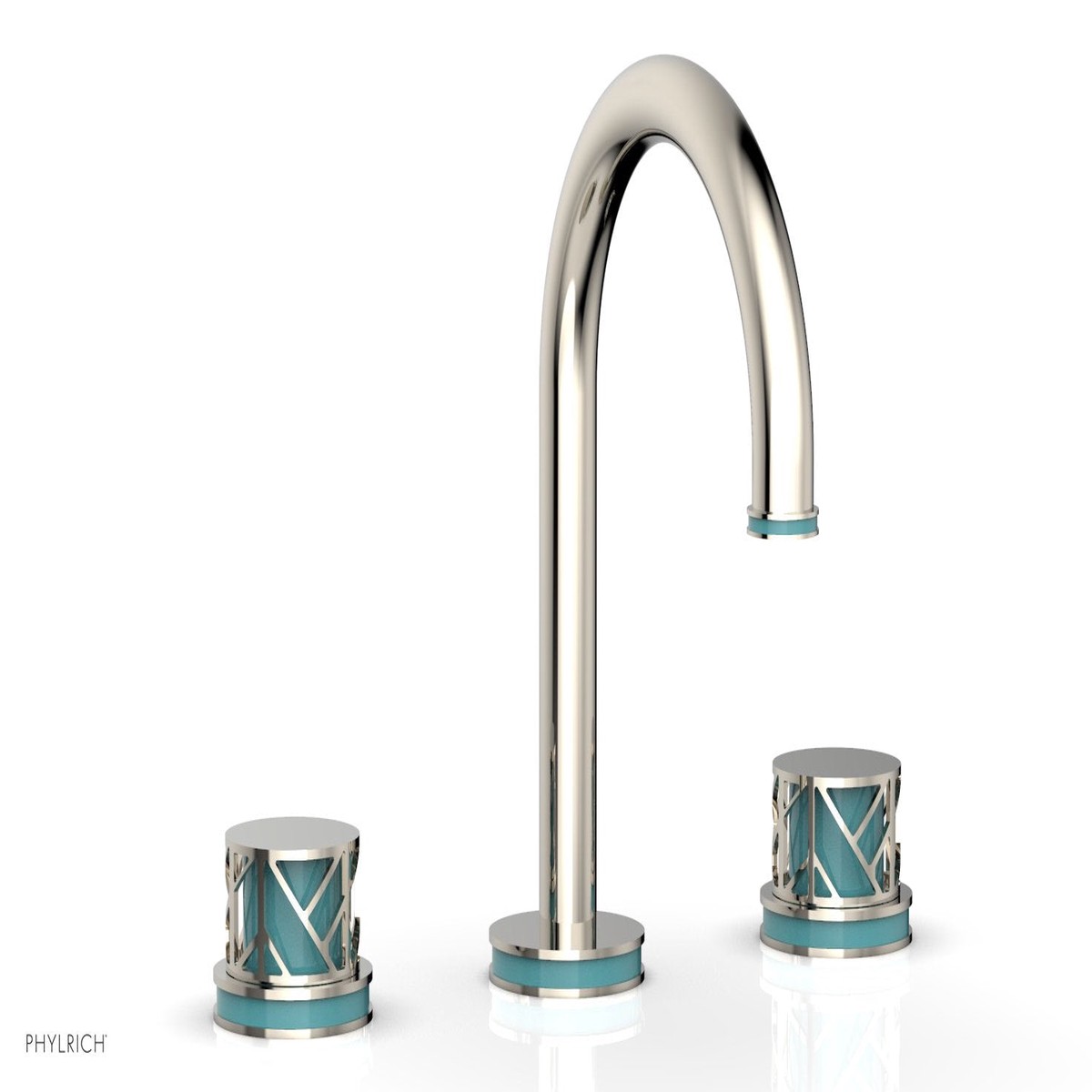 JOLIE Widespread Faucet - Round Handles with Turquoise Accents 222-01
