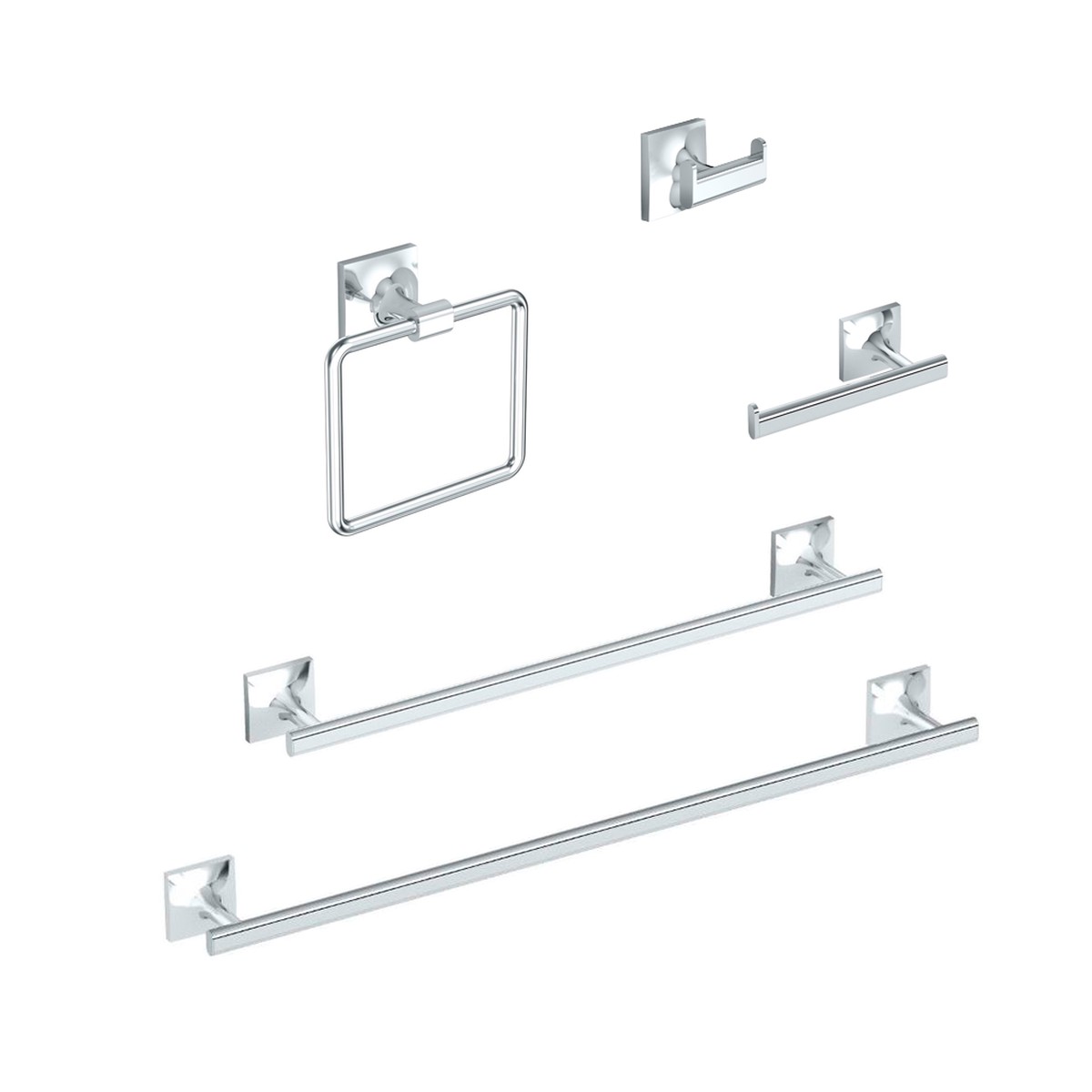 Waterline Bathroom Accessories Set - Wall Mount - BrassPolished Chrome
