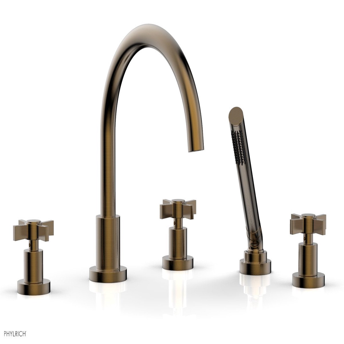 BASIC Deck Tub Set with Hand Shower - Blade Cross Handles D2137C1