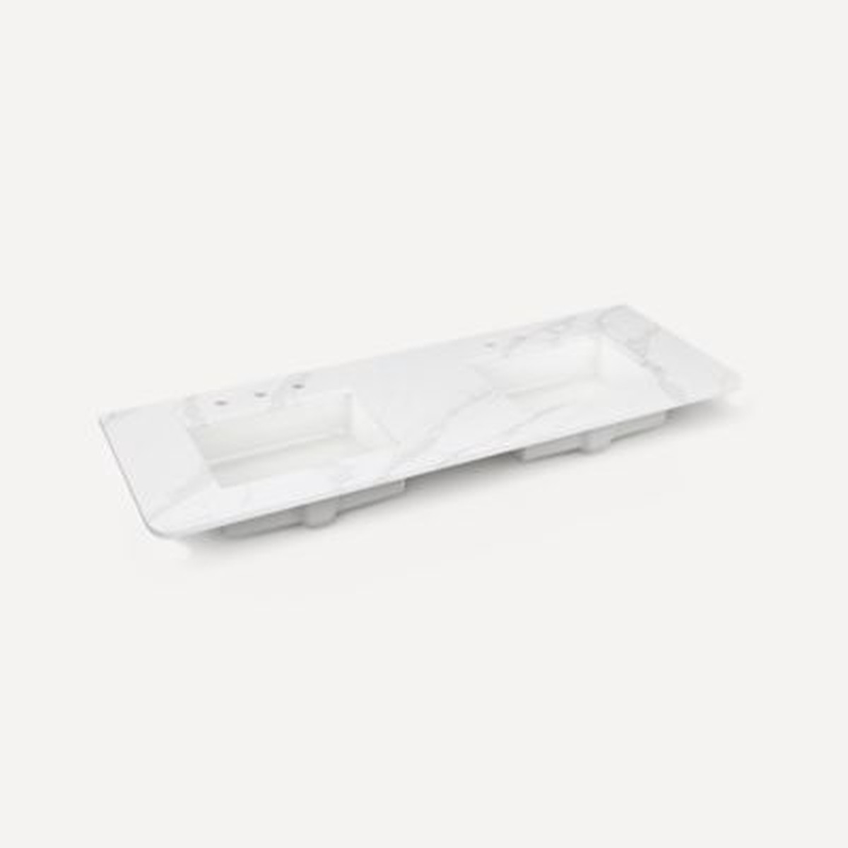 Robern TA60UDO93 Engineered Stone Top Quartz Stone Vanity Top 60 x 1-18 x 23 Double Undercounter Sink Three Hole for Helden