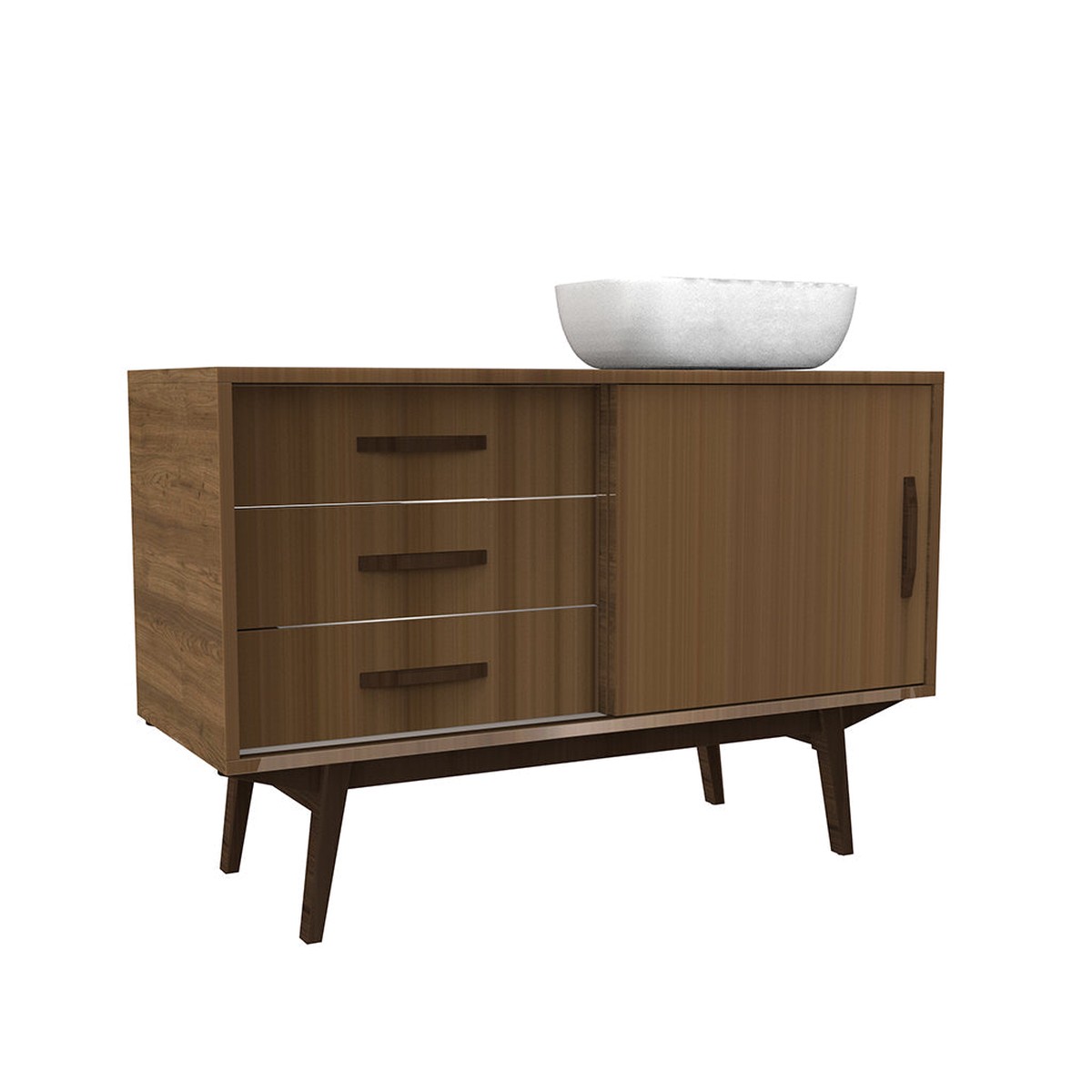 Velvet 3 Drawers And 1 Door Bathroom Vanity with Vessel Sink - Floor Mount - 48 WoodTrebine Oak