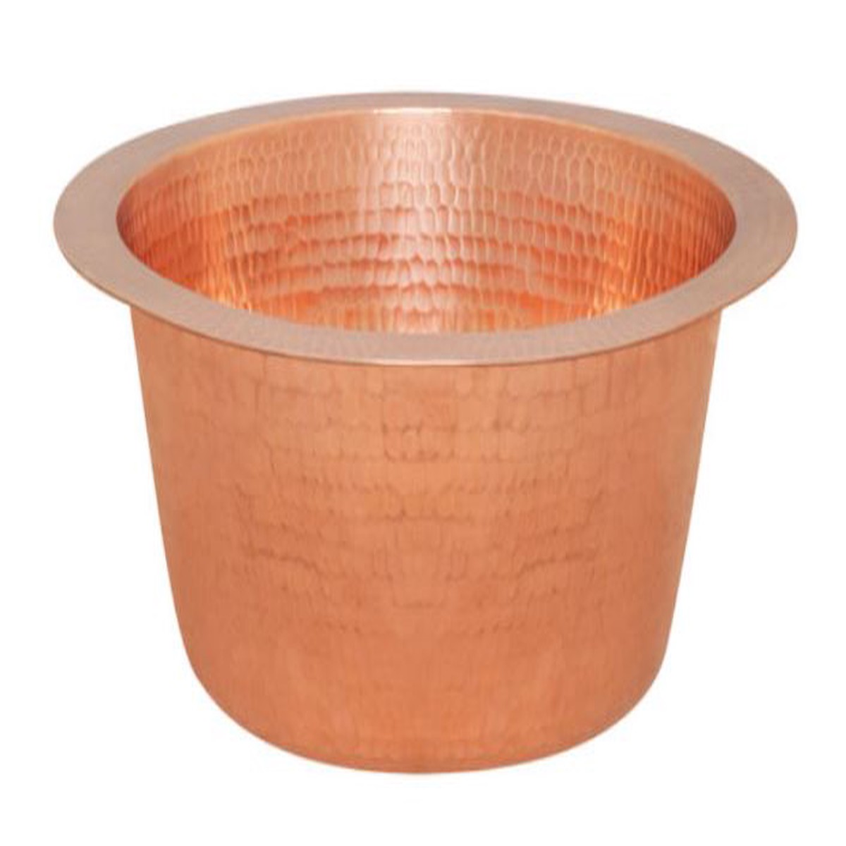 12 Round Hammered Copper Bar Sink with 2 Drain Opening in Polished Copper
