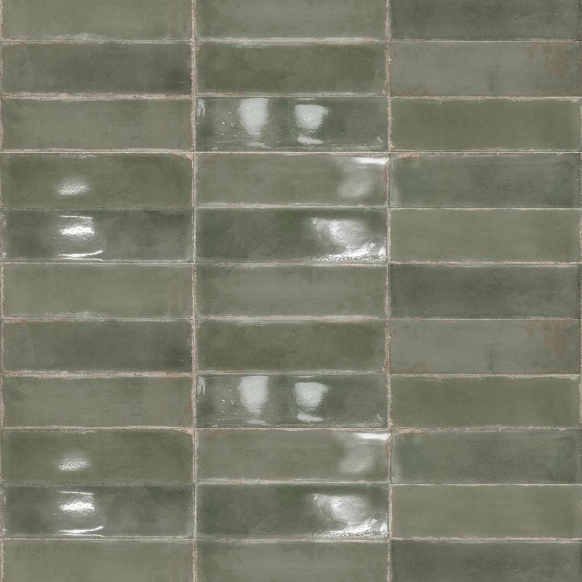 Atlantique Olive Wall Tile - Wall Mount - 94 x 27 White BodyGloss Dark Green