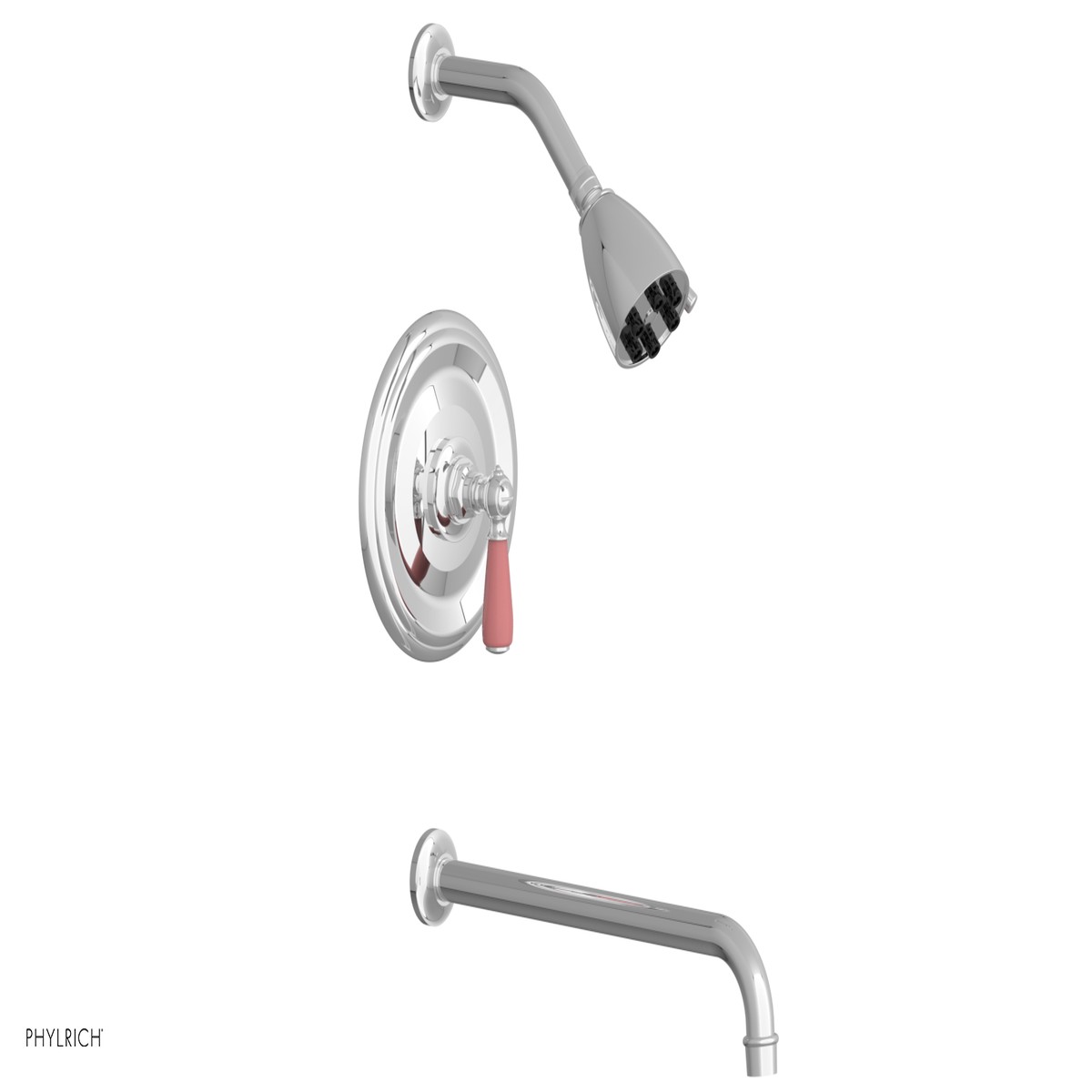 JAMESTOWN - 14 Pressure Balance Tub Shower Set - Lever Handle with Pink Accents 165-27-14