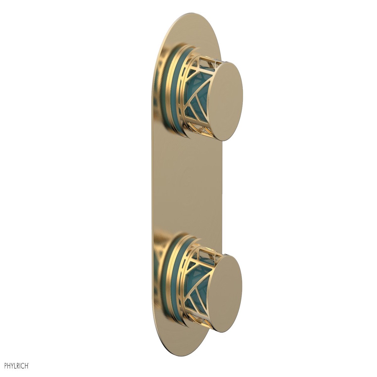 JOLIE- Thermostatic Valve with Volume Control or Diverter with Turquoise Accents 4-589