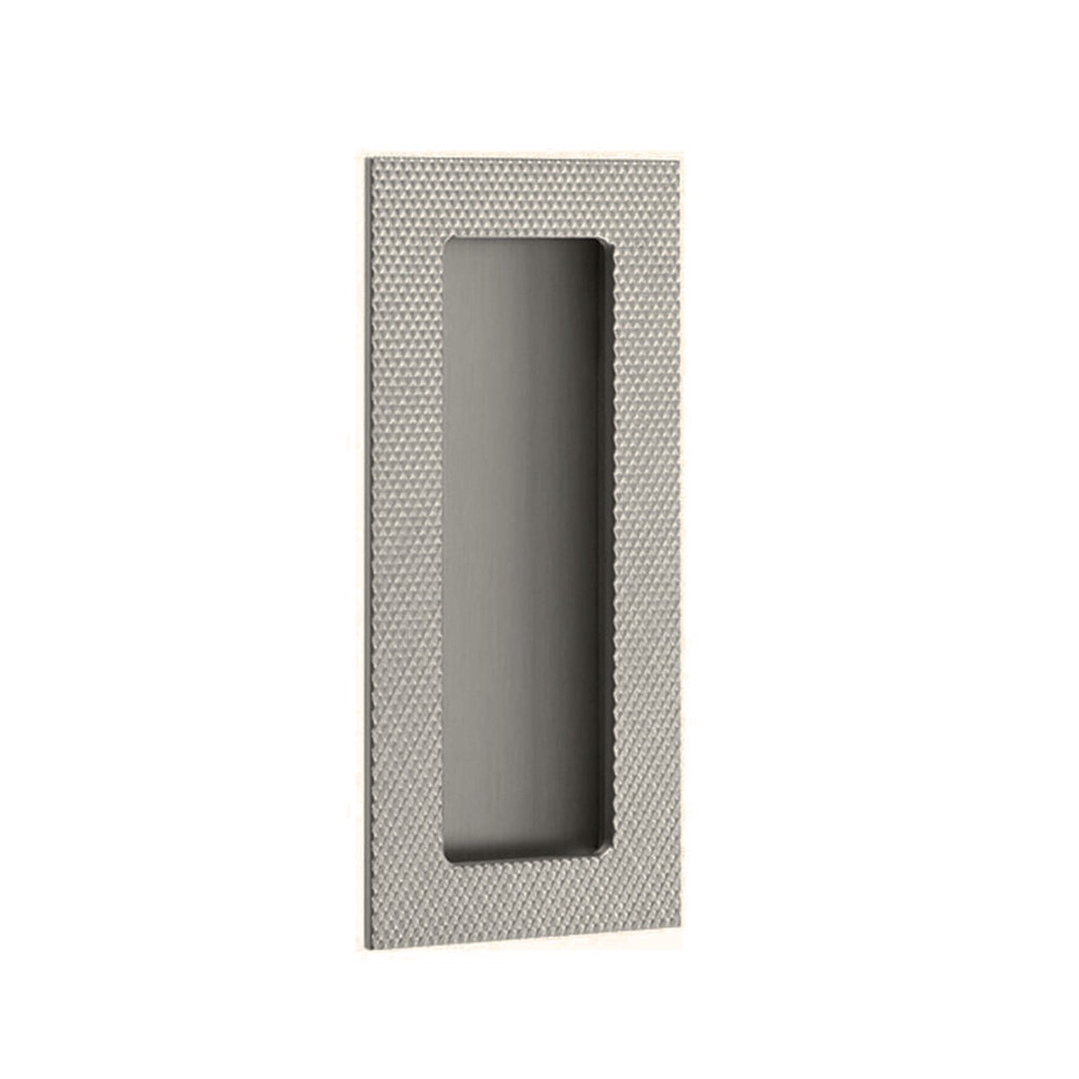 Modern Rectangular Knurled Pocket Door Lockset - Door Mount - 4 BrassPewter