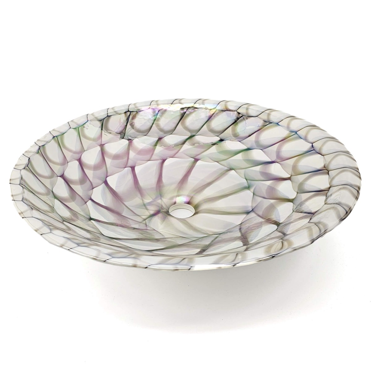 Ruvati 20 Glass Art Drop In Round Decorative Pattern Bathroom Sink - Nautilus Brown