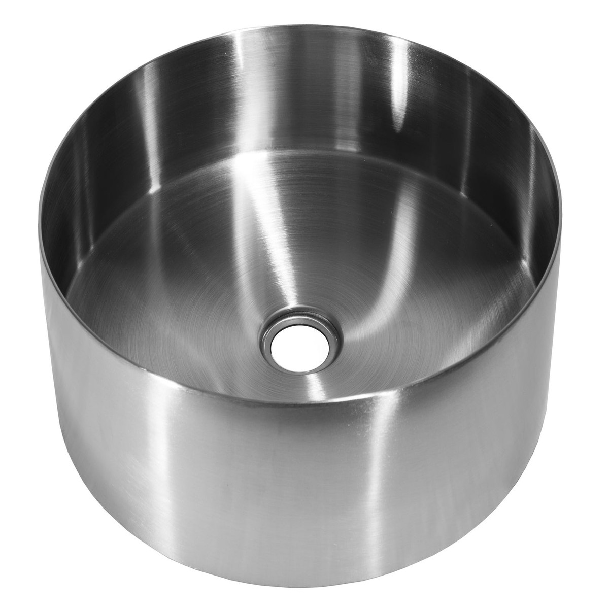 15 Round Stainless Steel Bathroom Vessel Sink with Drain in Silver