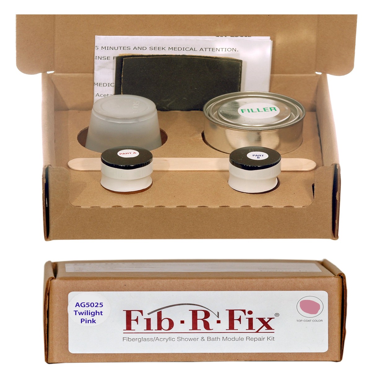 AG5025 Aqua Glass Fib-R-Fix Fiberglass and Acrylic Cosmetic Repair Twilight Pink