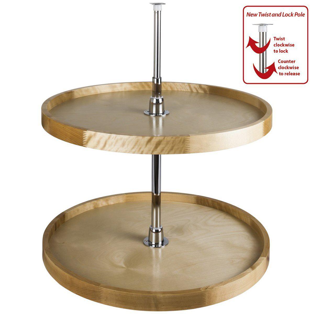 Hardware Resources 28 Diameter Round Wood Lazy Susan Set with Twist and Lock Pole