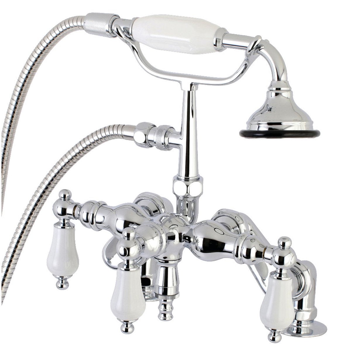 Kingston Brass AE621TX-P Aqua Vintage 3-38-Inch Adjustable Deck Mount Tub Faucet with Hand Shower in Polished Chrome