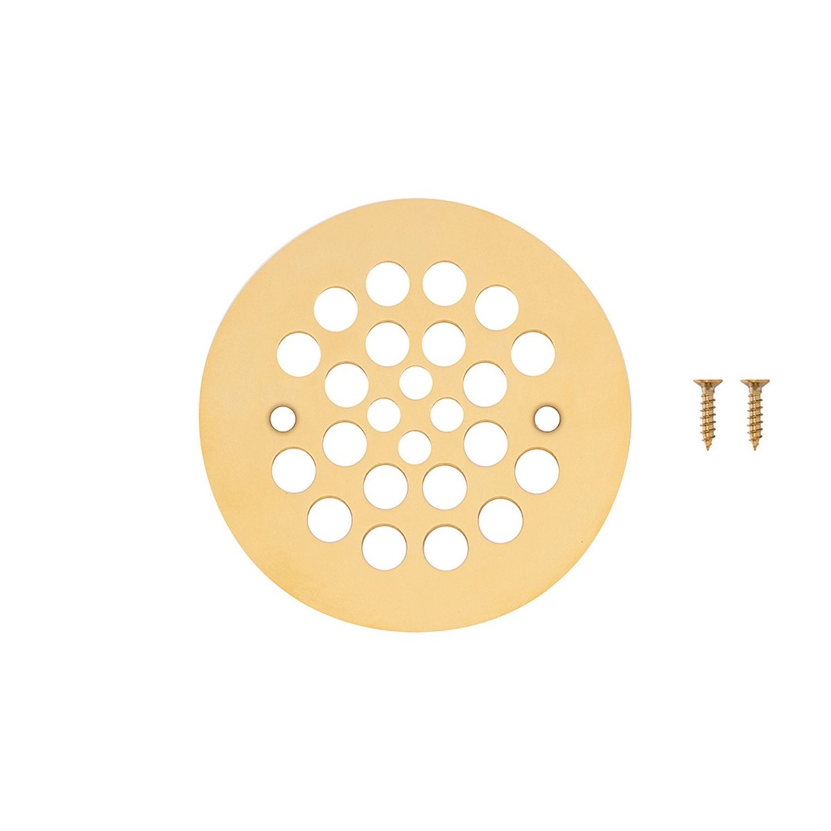 425 Round Shower Drain Cover in Polished Brass
