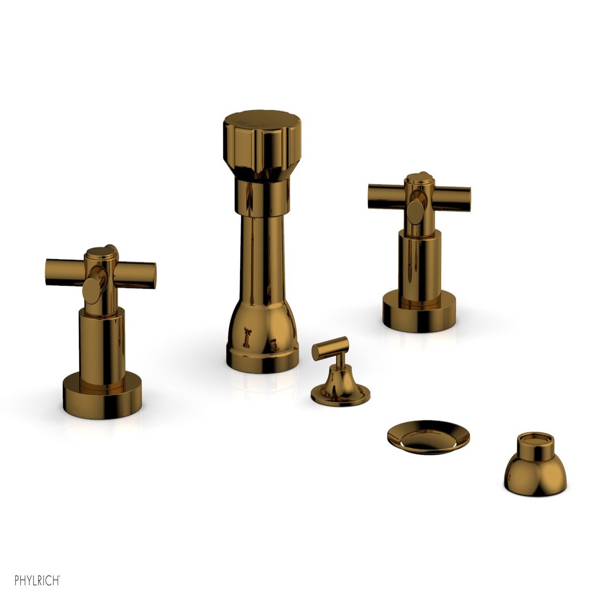 BASIC Four Hole Bidet Set - Tubular Cross Handles D4134