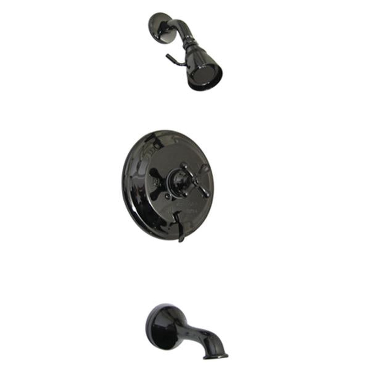Kingston Brass Water Onyx NB36300AX Pressure Balanced Tub and Shower faucet with Metal Cross Handle and Vintage Spout