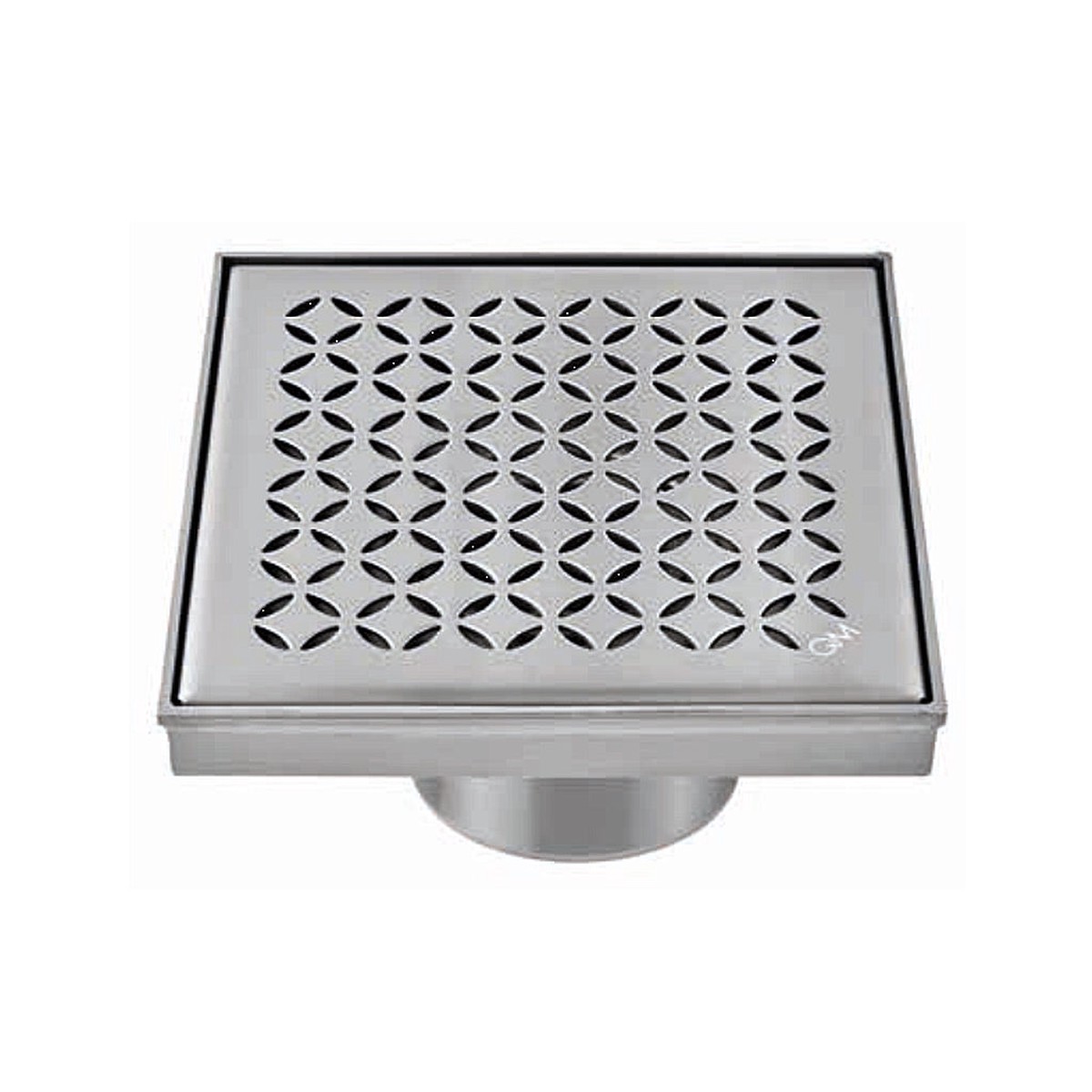 Delmar Lotus Center Square Shower Drain - Floor Mount - 6 Stainless SteelSatin
