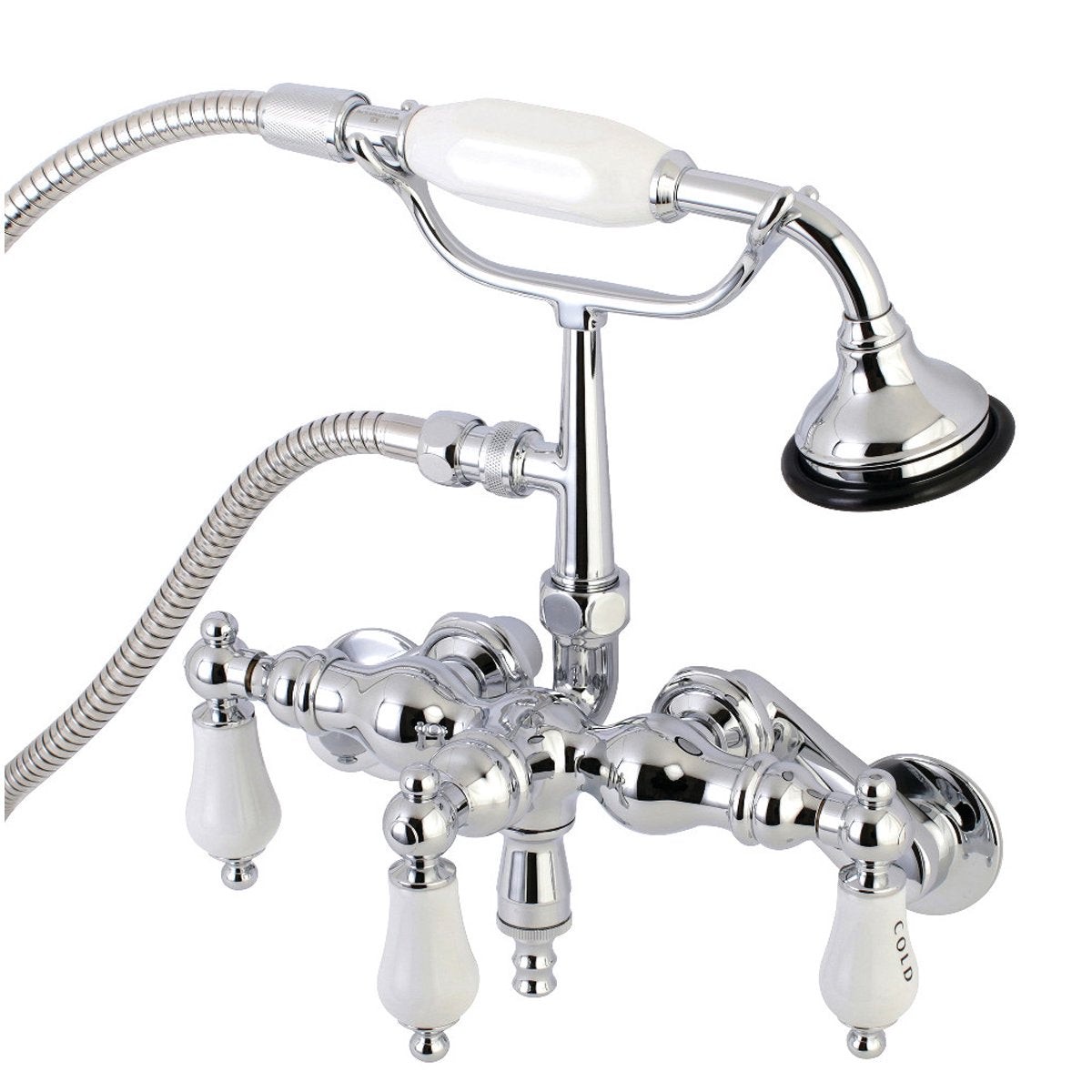 Kingston Brass AE423TX-P Aqua Vintage 3-38-Inch Adjustable Wall Mount Clawfoot Tub Faucet with Hand Shower