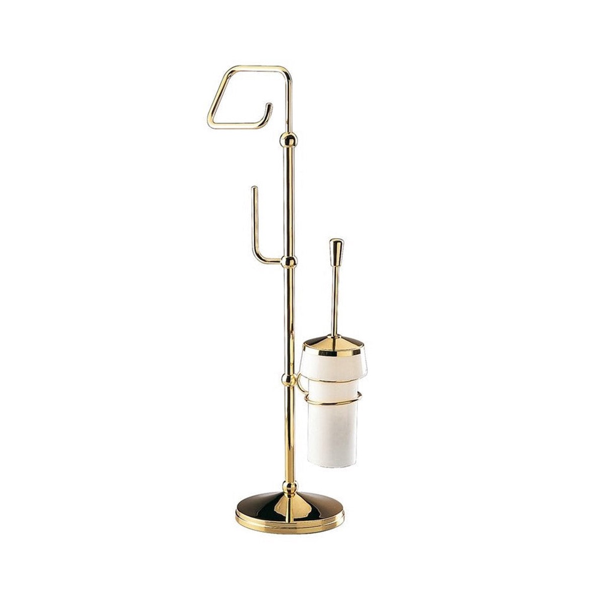 Universal Toilet Brush And Toilet Paper Holder - Free Standing - 32 BrassGlassGold
