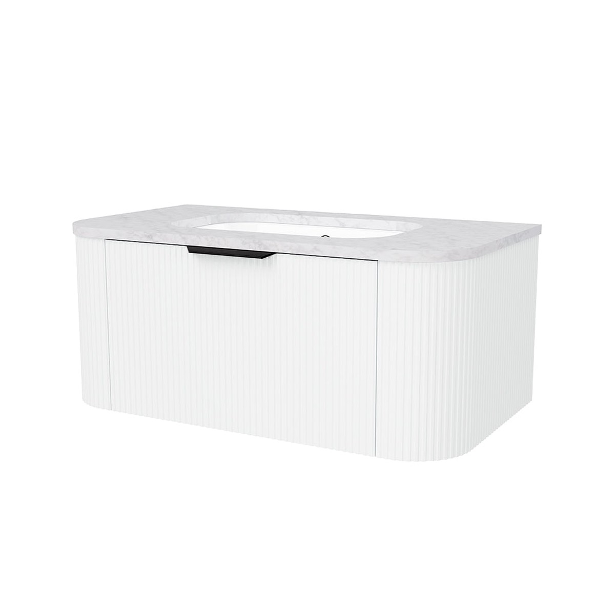 Adelaide 1 Drawer Bathroom Vanity with Silk Surface Sink - Wall Mount - 36 WoodSatin WhiteBlack