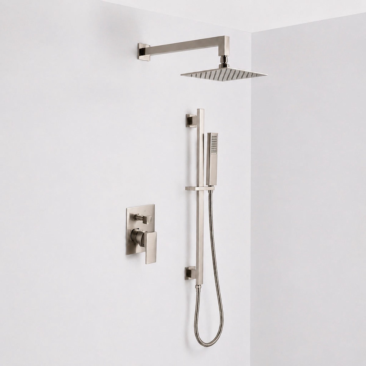 Devon 2 Way Pressure Balance Complete Shower Set - Wall Mount - 8 BrassBrushed Nickel