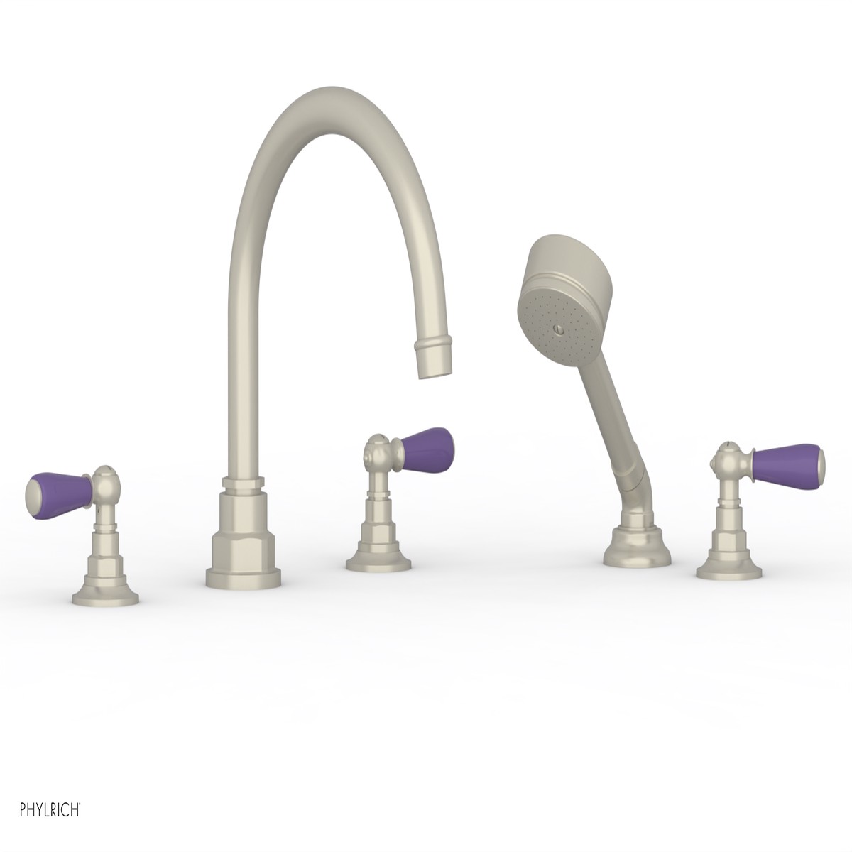 JAMESTOWN - Deck Tub Set with Hand Shower - Lever Handles with Purple Accents 165-49