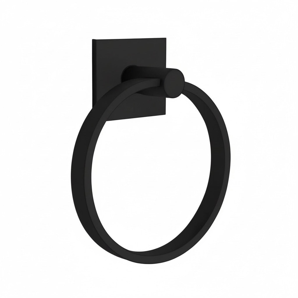 Modern Square Towel Ring - Wall Mount - 7 BrassFlat Black