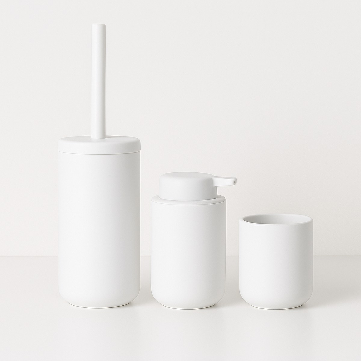 Ume Bathroom Accessories Set - Free Standing - StonewareWhite