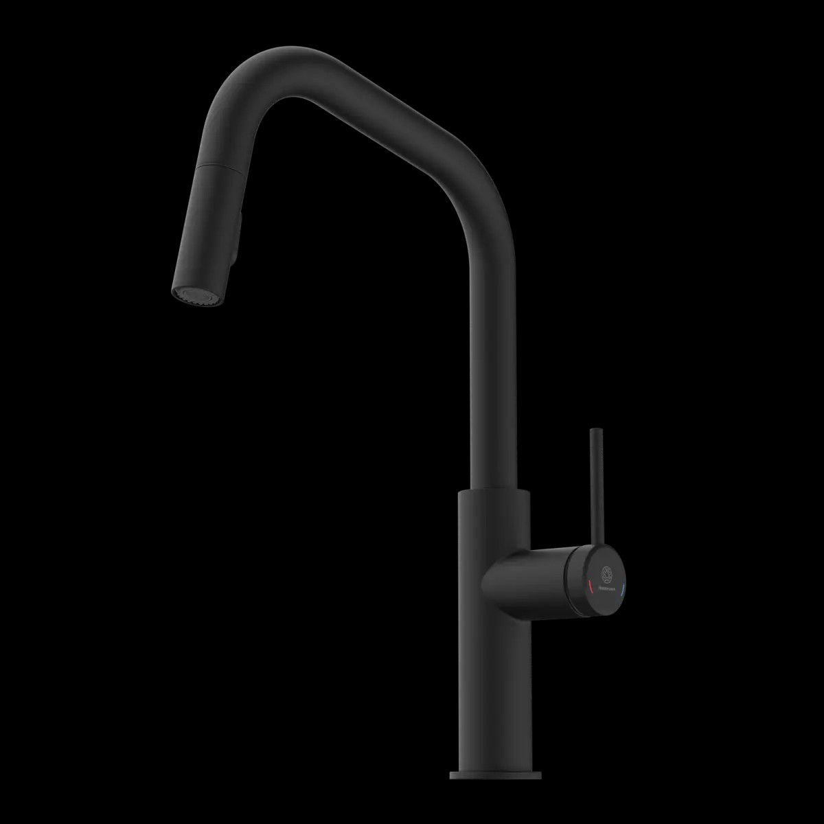 Wasserwerk Kitchen Faucet with Angled Spout Pull-Down Sprayer in Matte Black