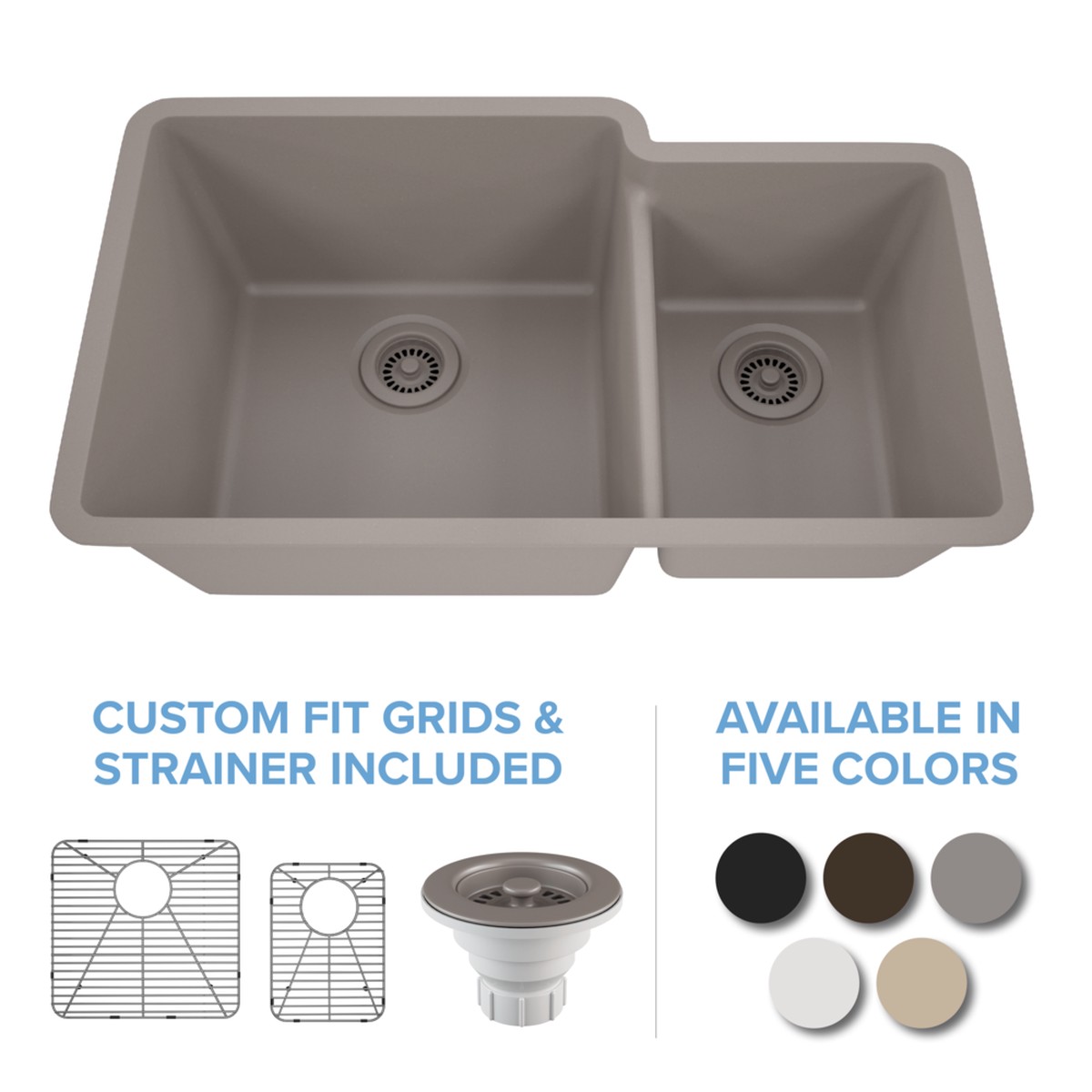 32 Double Bowl 6040 Quartz Composite Sink