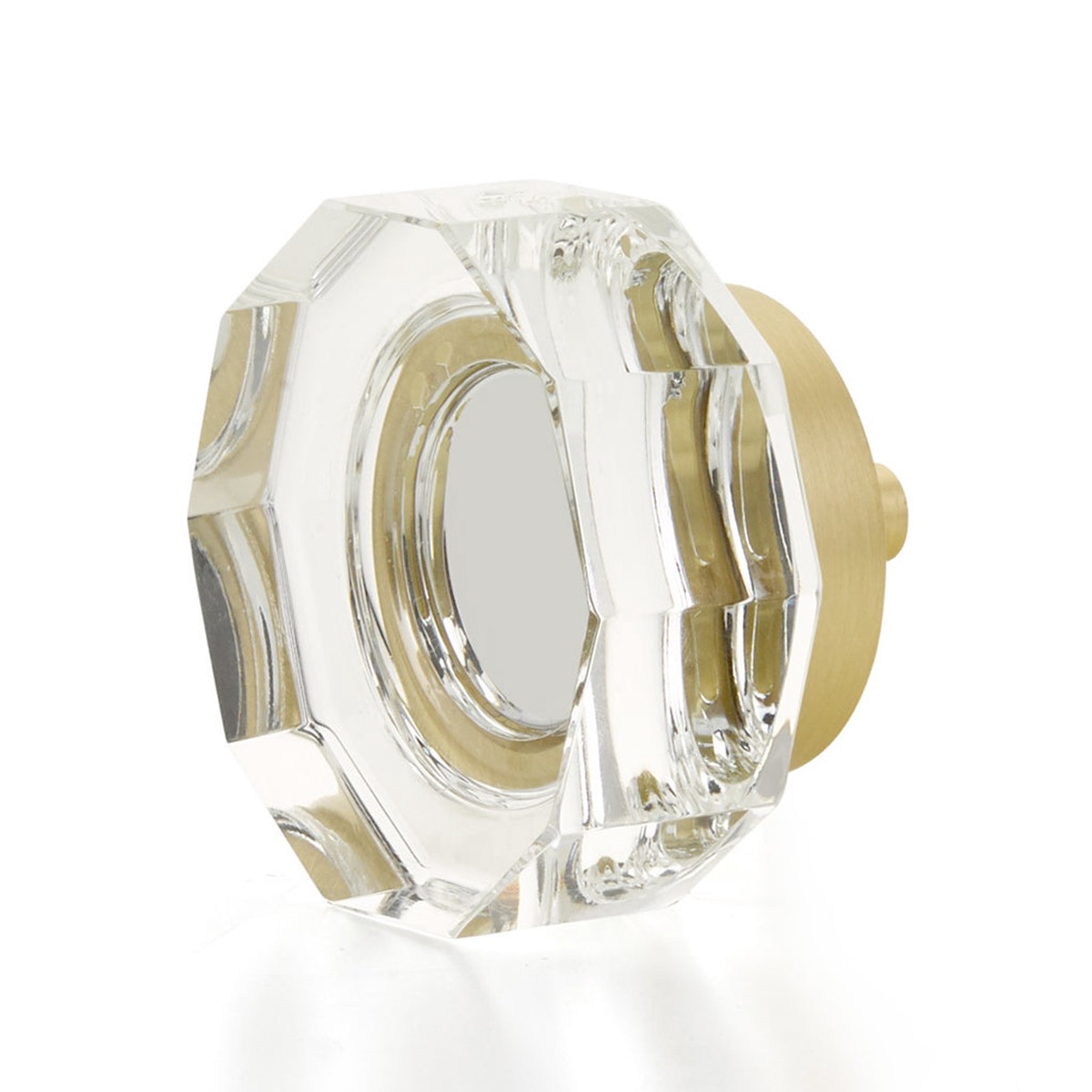 City Lights Large Multi-Sided Cabinet Knob - Cabinet Mount - 2 BrassGlassSatin Brass