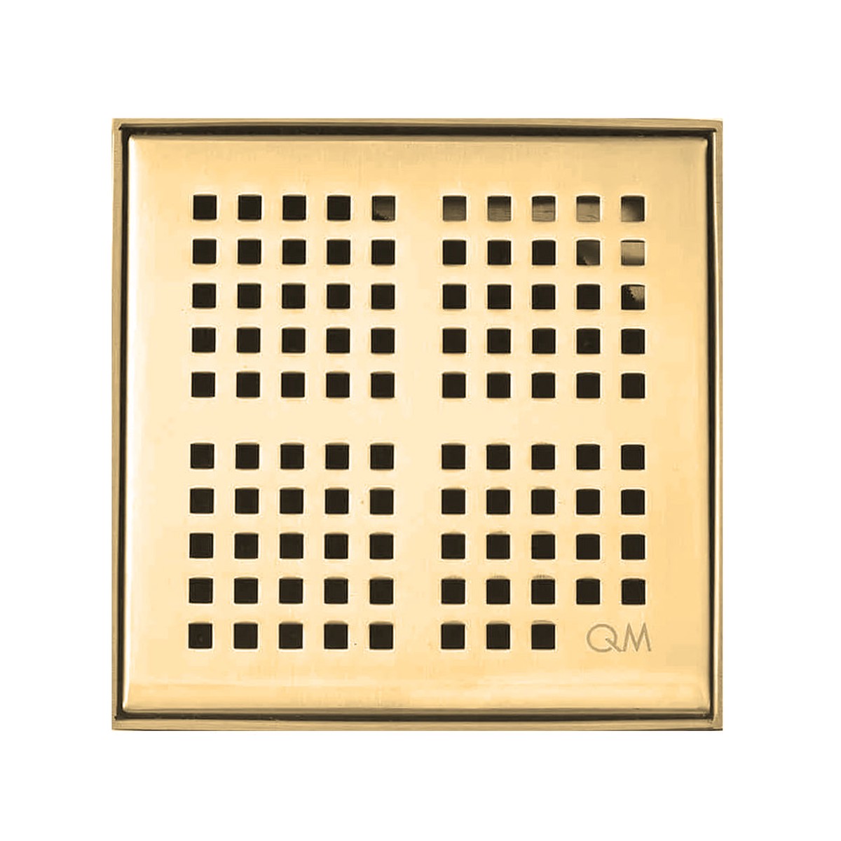 Delmar Kai Center Square Shower Drain - Floor Mount - 4 Stainless SteelGold