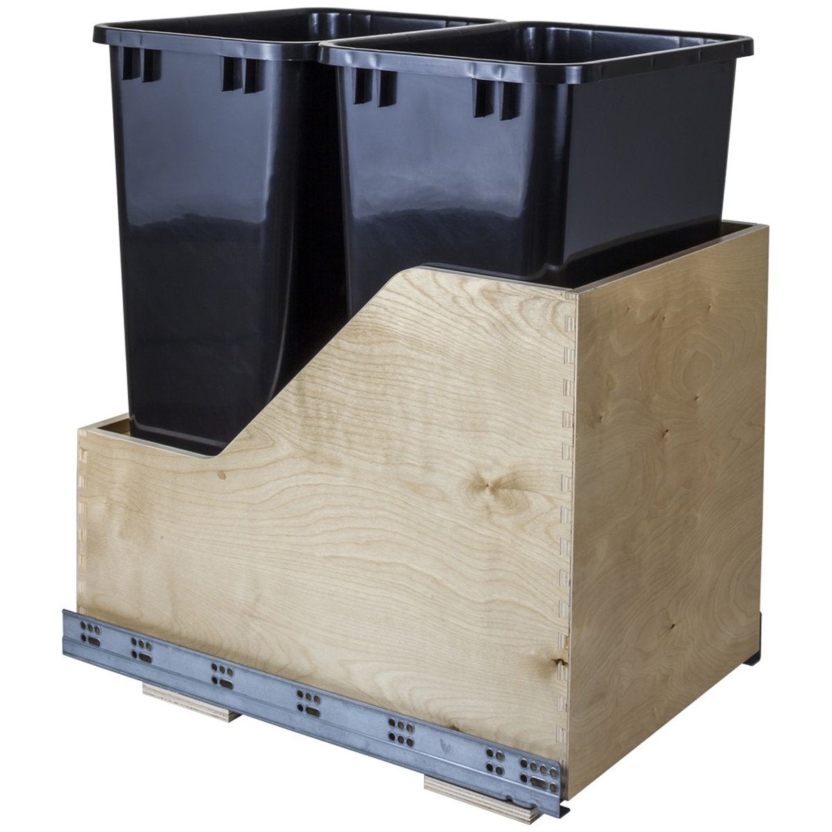 Hardware Resources White Birch Preassembled 50 Quart Double Pullout Waste Container System