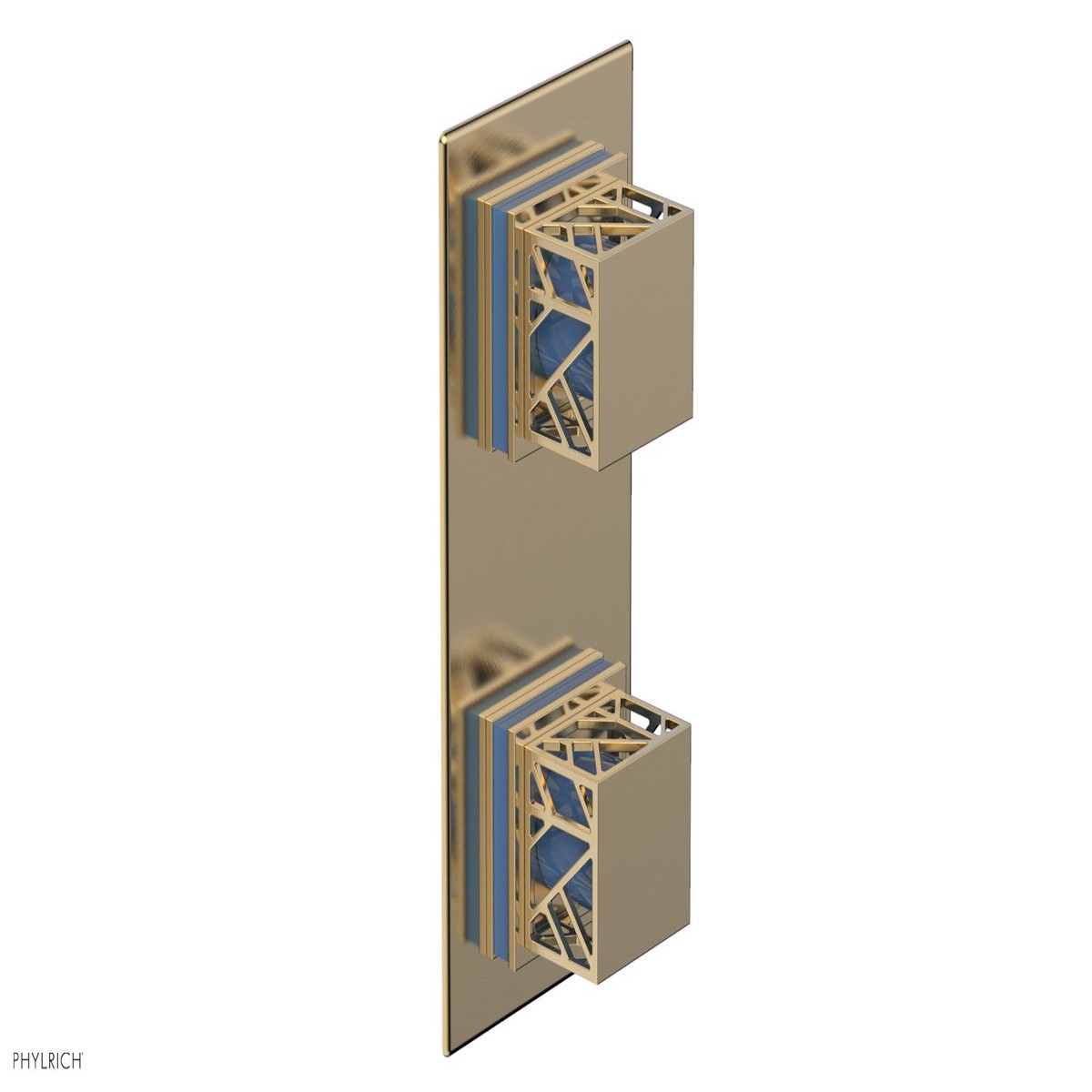 JOLIE- Thermostatic Valve with Volume Control or Diverter with Light Blue Accents 4-588