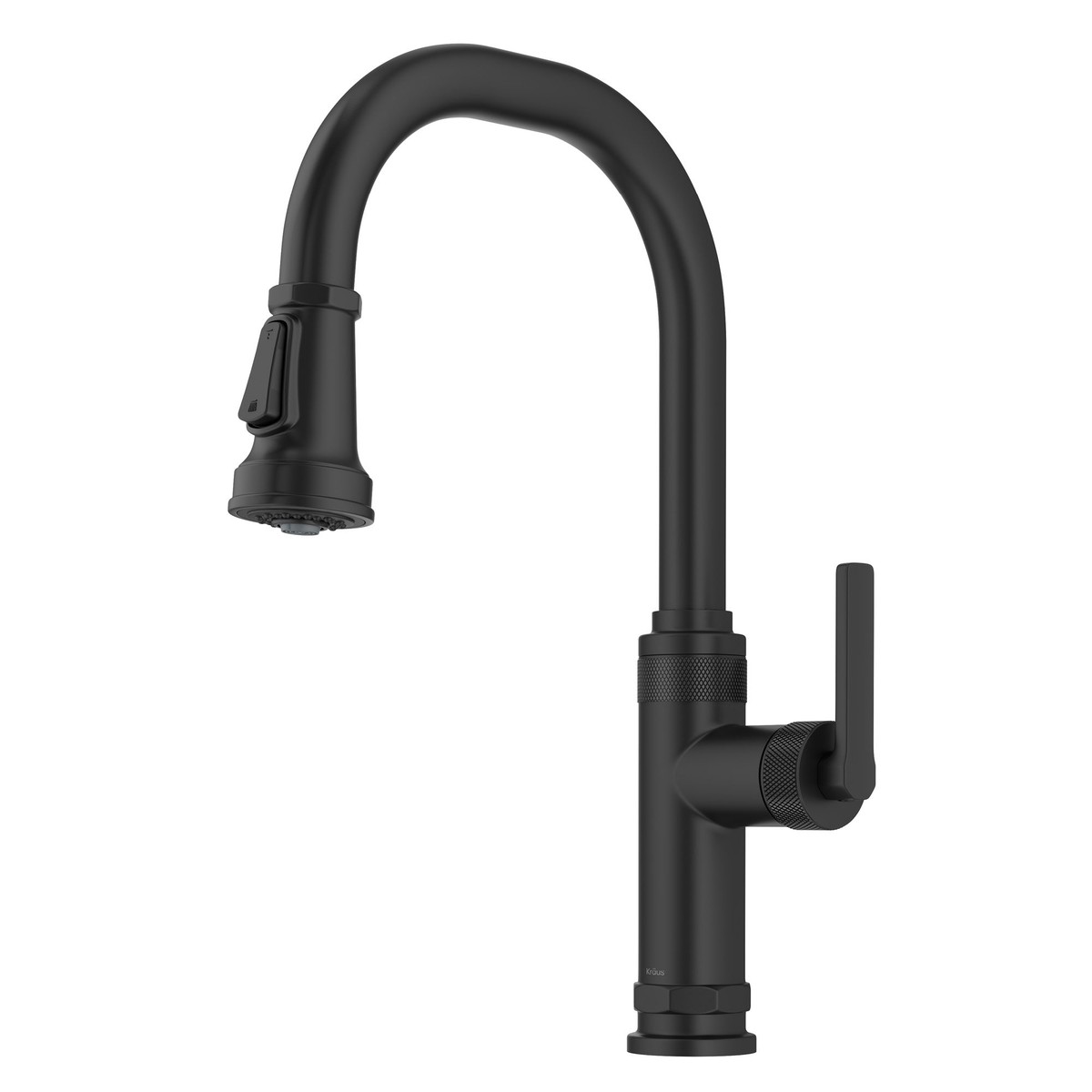 KRAUS Allyn Matte Black Nut Bolt Diamond Cut Kitchen Faucet