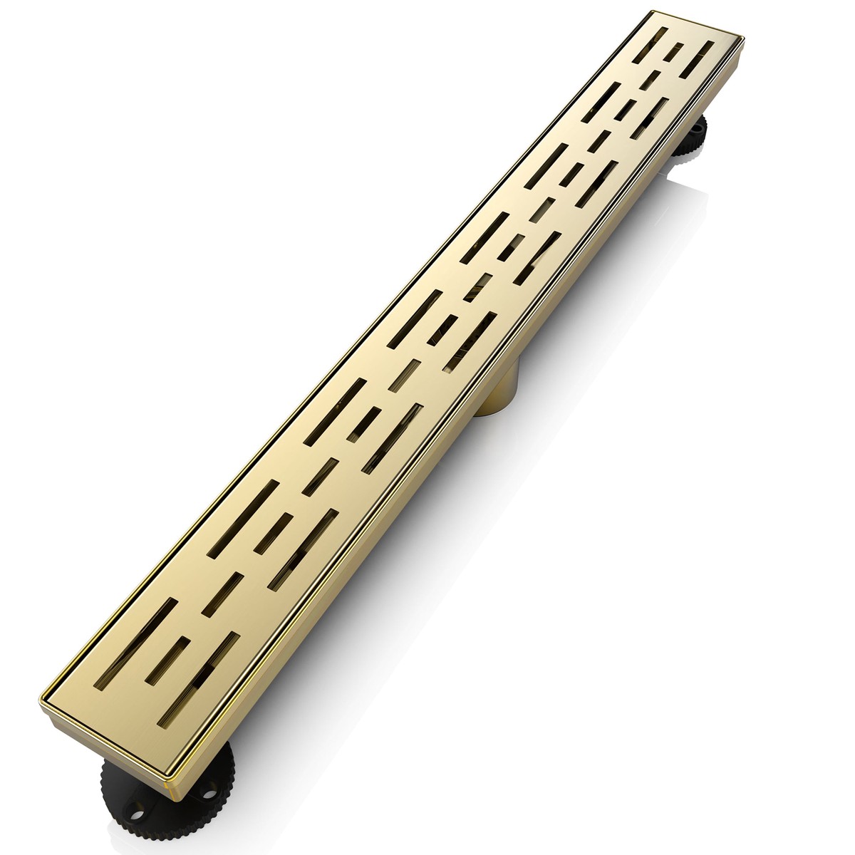 WEBANG 24 Inch Rainline Pattern Linear Shower Drain With Accessories Brushed Gold