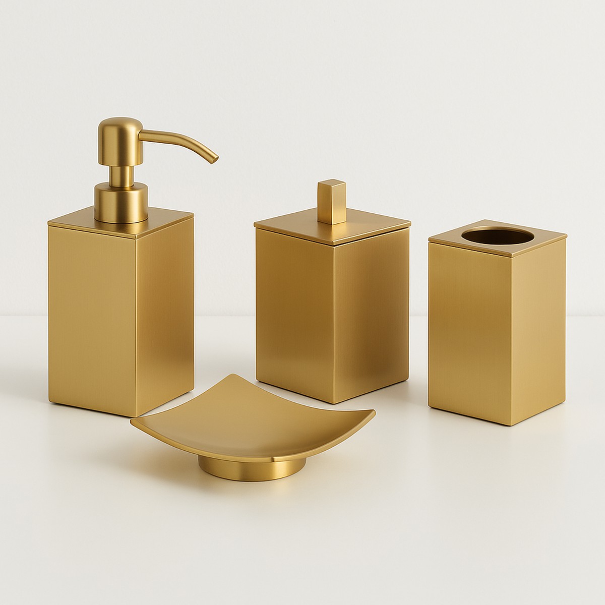 Cubic Bathroom Accesories Set - Free Standing - BrassSatin Brass