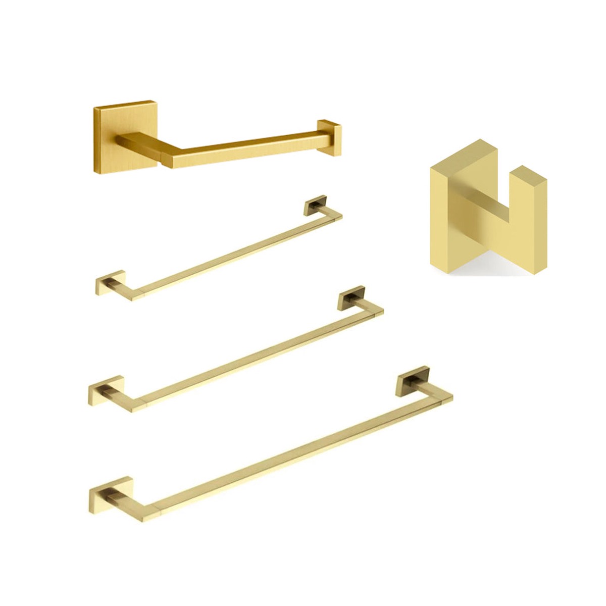 Devon Square Bathroom Accessories Set - Wall Mount - BrassSatin Brass