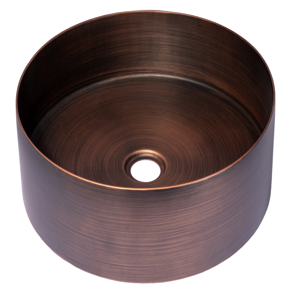 15 Round Stainless Steel Bathroom Vessel Sink with Drain in Bronze