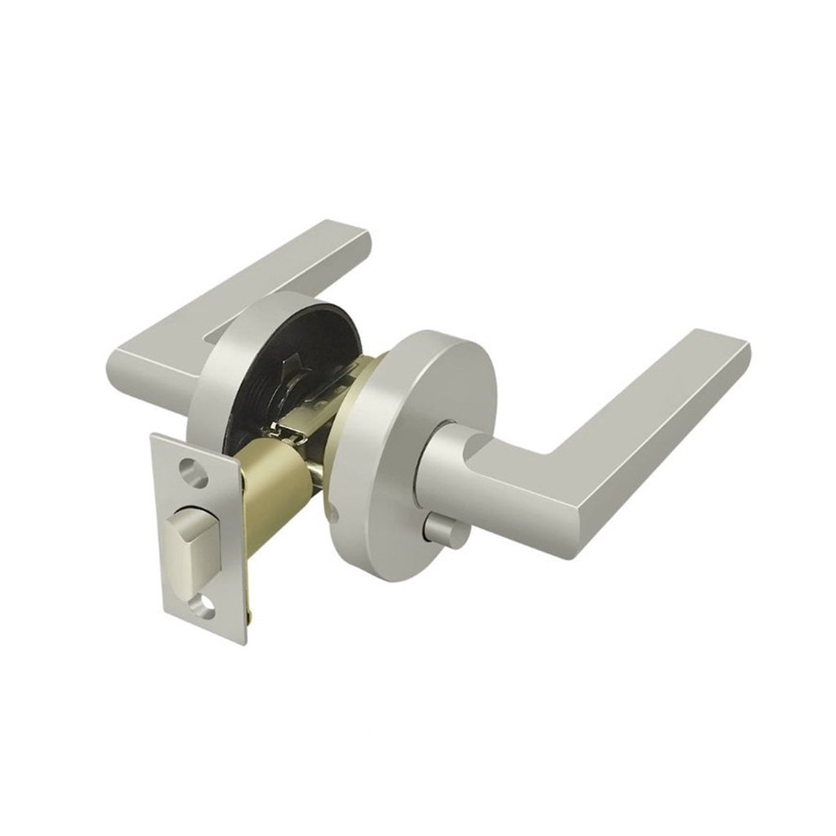 Princeton Round Privacy Door Leverset - Single Hole - 5 ZincBrushed Nickel