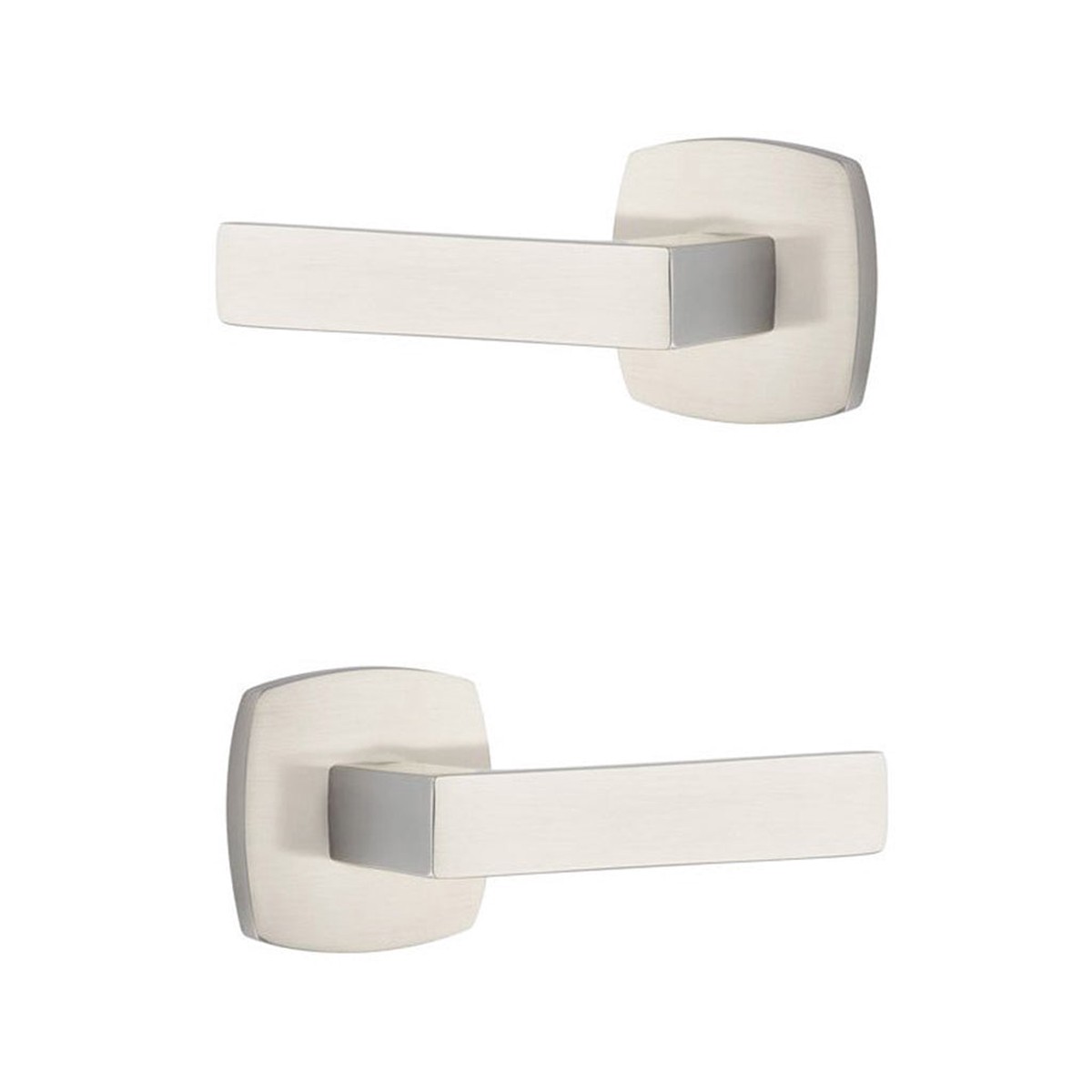 Urban Modern Dumon Lever Concealed Privacy Door Leverset - Door Mount - 5 BrassSatin Nickel