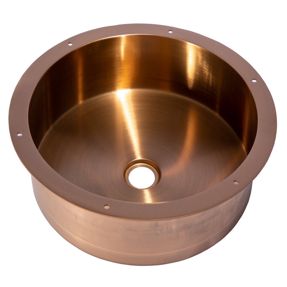 15 Round Stainless Steel Undermount Bathroom Sink with Drain in Rose Gold