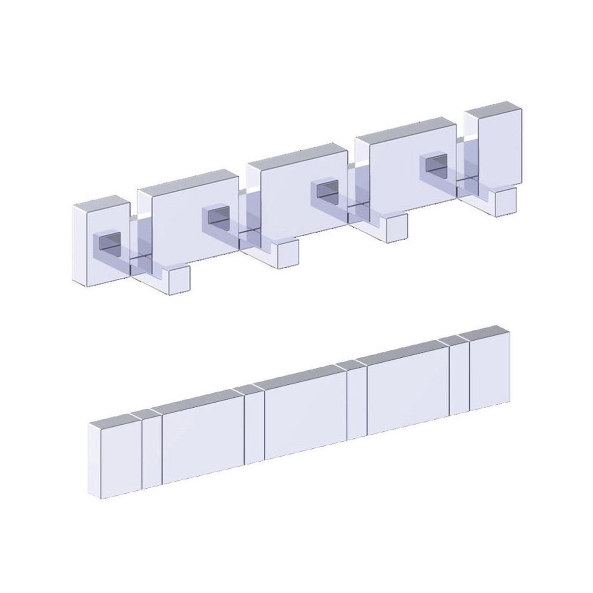 Berlin Fold Down Quadruple Hook - Wall Mount - 8 BrassPolished Chrome