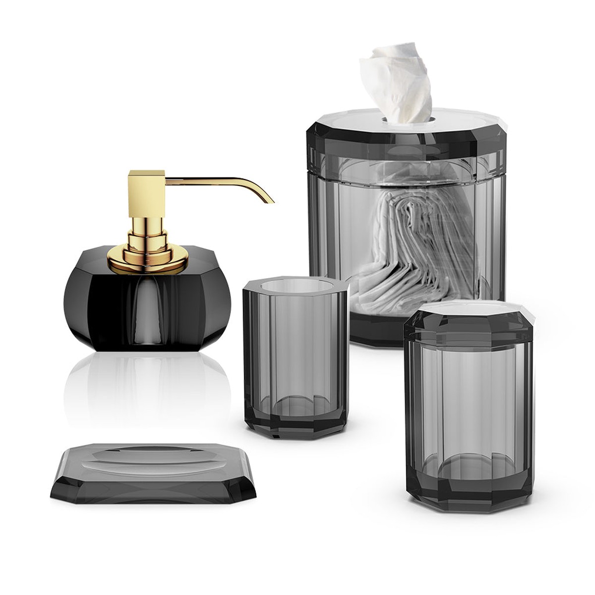 Kristall Bathroom Accessories Set - Free Standing - GlassAnthracite