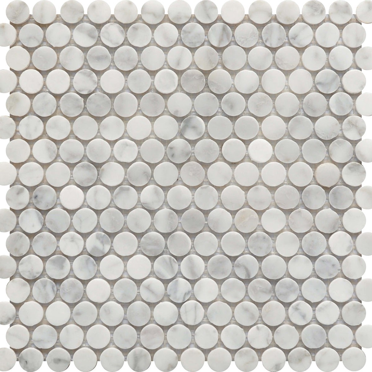 Rockart Carrara Mosaic Penny Wall Tile - Wall Or Floor Mount - 12 x 12 PorcelainPolished 1400 Price Per Piece