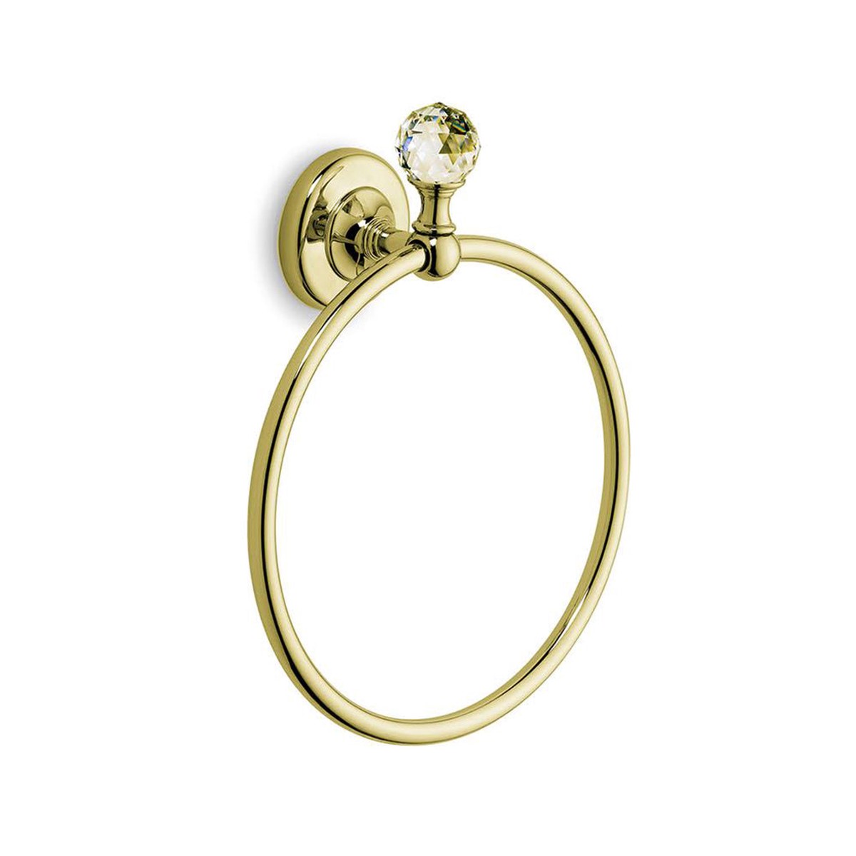 Bella Crown Swarovski Towel Ring - Wall Mount - 9 BrassPolished Gold