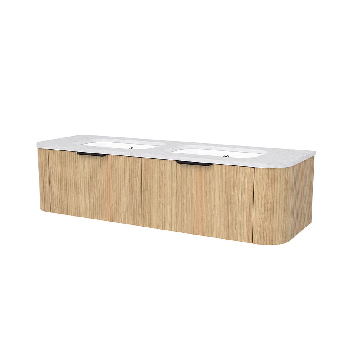 Adelaide 2 Drawers Bathroom Vanity with Silk Surface Sink - Wall Mount - 60 WoodPrime OakBlack
