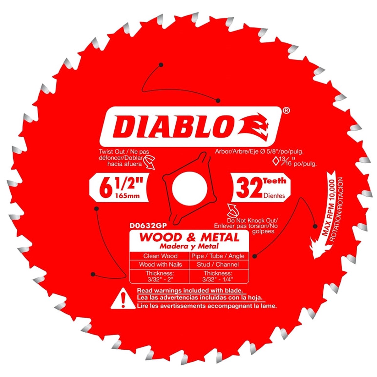 Diablo D0632GPA Circular Saw Blade 6-12 in Dia 32-Teeth TiCo Cutting Edge